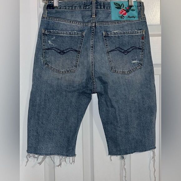 Replay Jeans Women's Size 25 Bermuda Shorts distressed Button Fly Denim skater - Picture 2 of 5